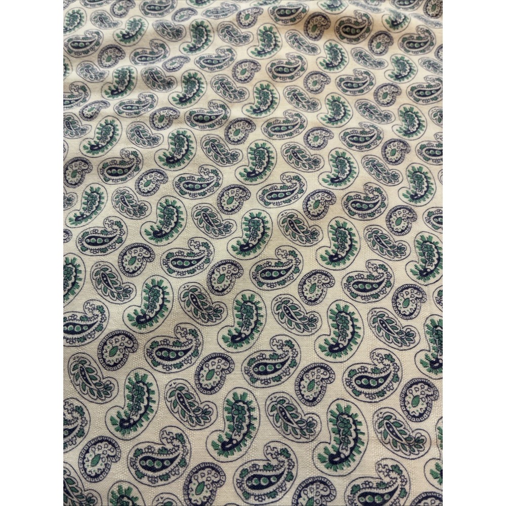 VTG Woven Linen Cotton Paisley Fabric 4 Pieces Sewn Together 68" X 80"